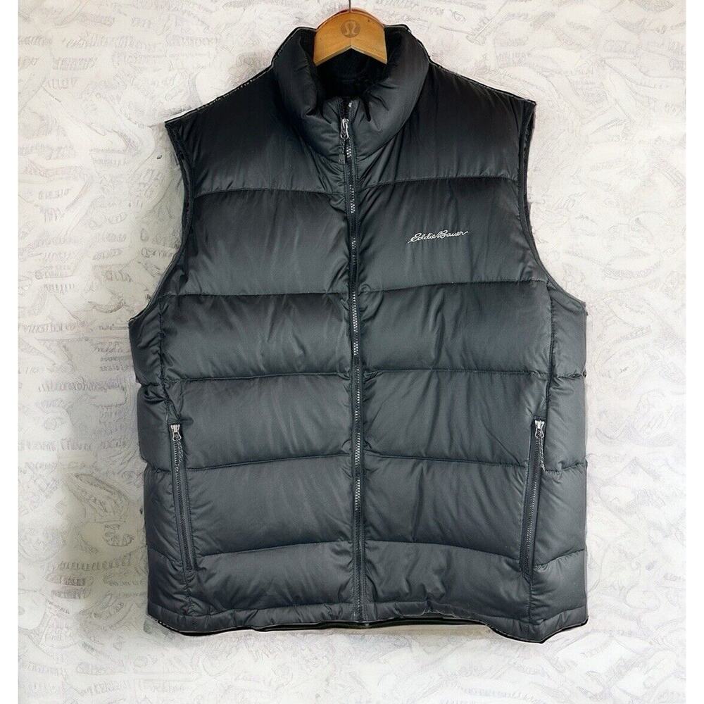 Eddie Bauer Black Goose Down Puffer Vest Full Zip Quilted EB650 Men's Size Large - Picture 1 of 8